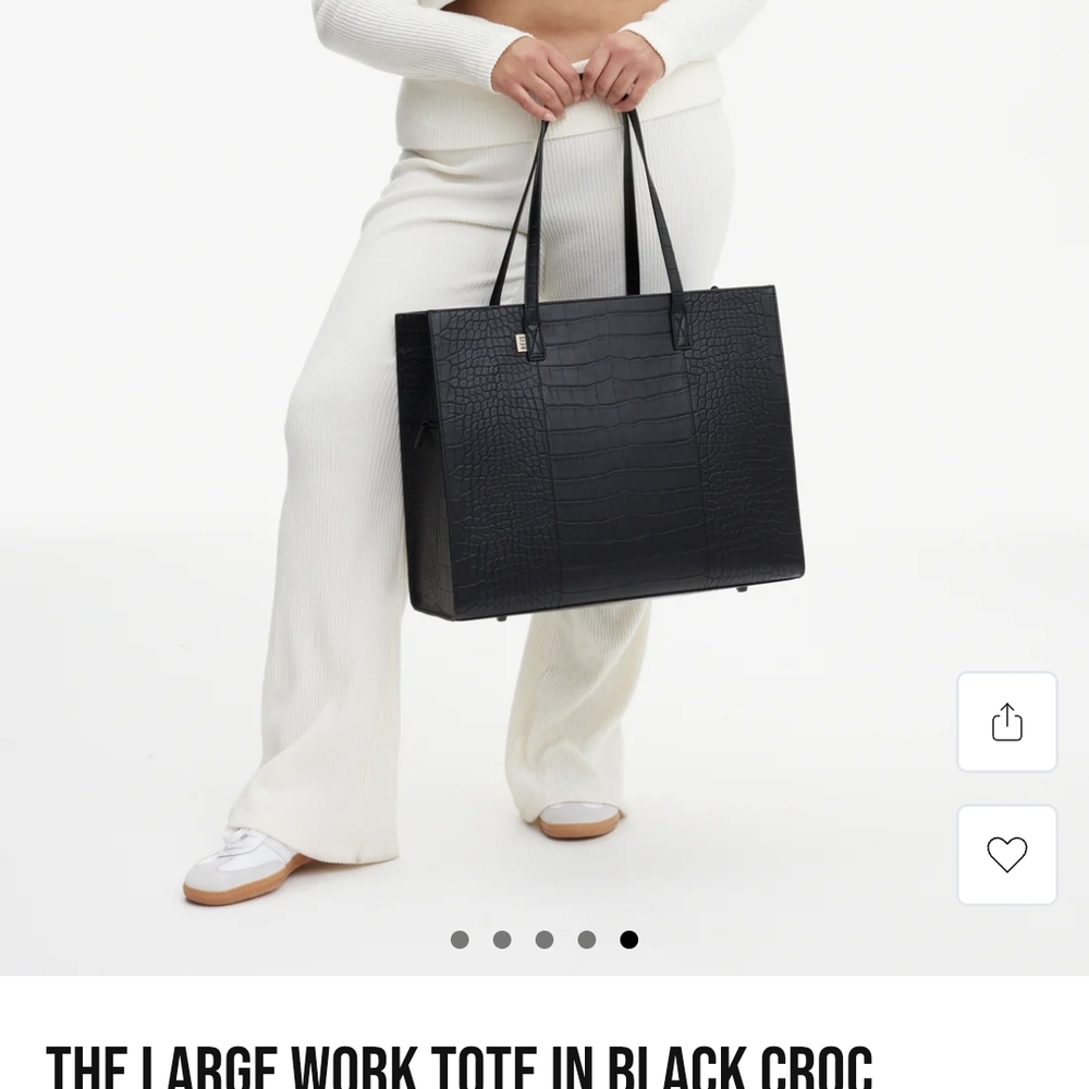 BEIS Black Crocodile Embossed Tote Bag